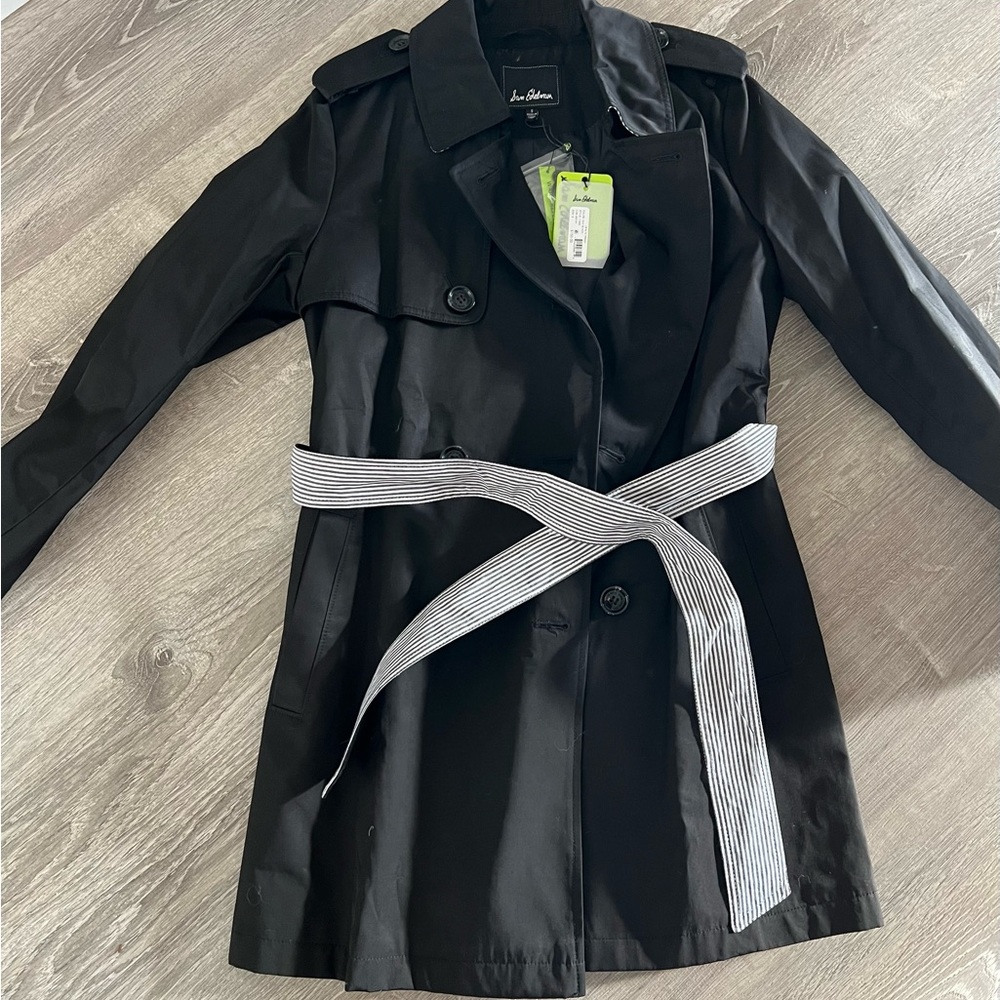 Sam Edelman Black Trench Coat with Contrast Belt